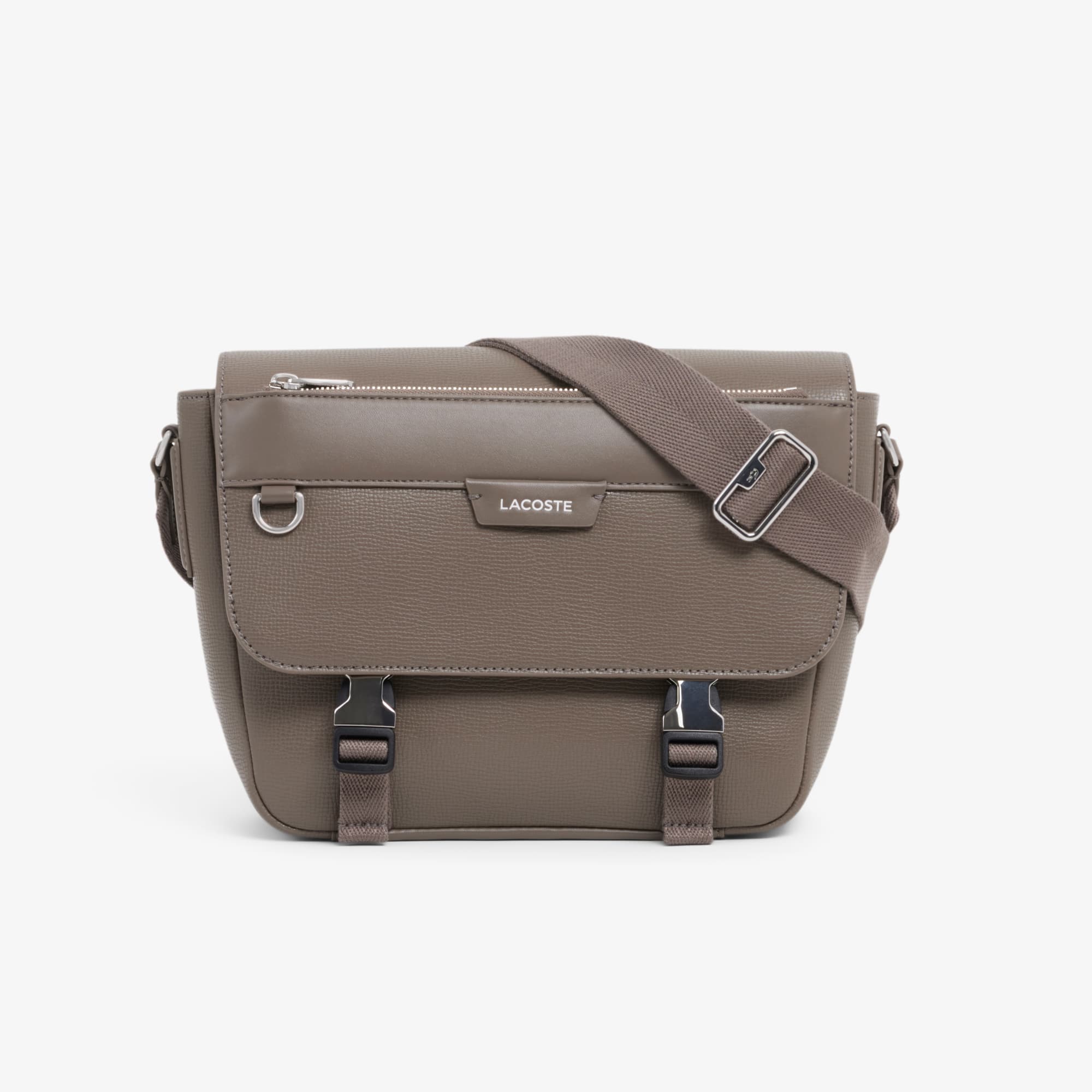 Lacoste Ossian Flap Close Leather Satchel - One Size In Brown