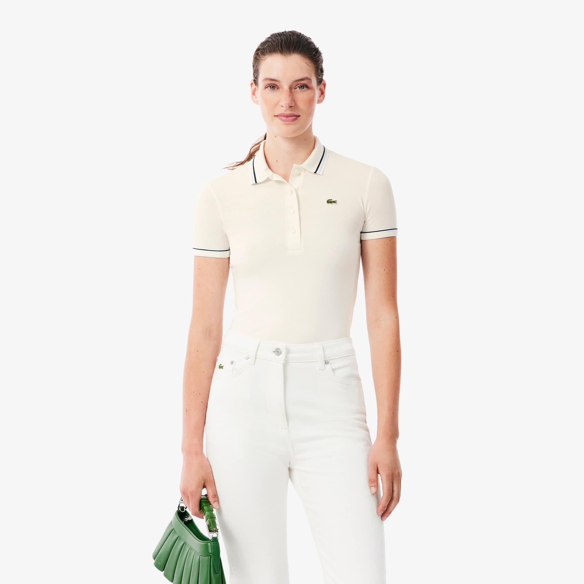 Lacoste Women's L.12.d Slim Fit Trim Detail Polo - S (36) In White