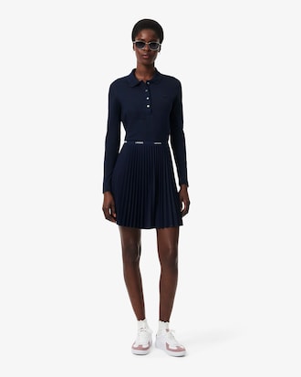 Polo femme slim fit &agrave; manches longues en piqu&eacute; stretch
