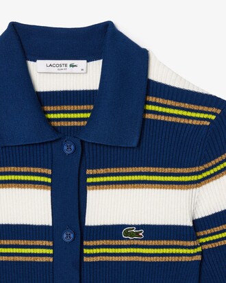 Women's Rib Knit Striped Shirt Dress