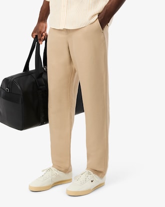 Pantalones De Sarga De Lino De Corte Regular Para Hombre