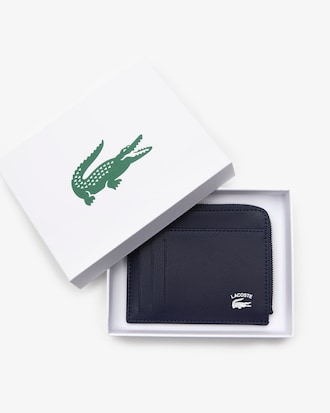 Porte-cartes zippé homme Lacoste avec marquage contrasté