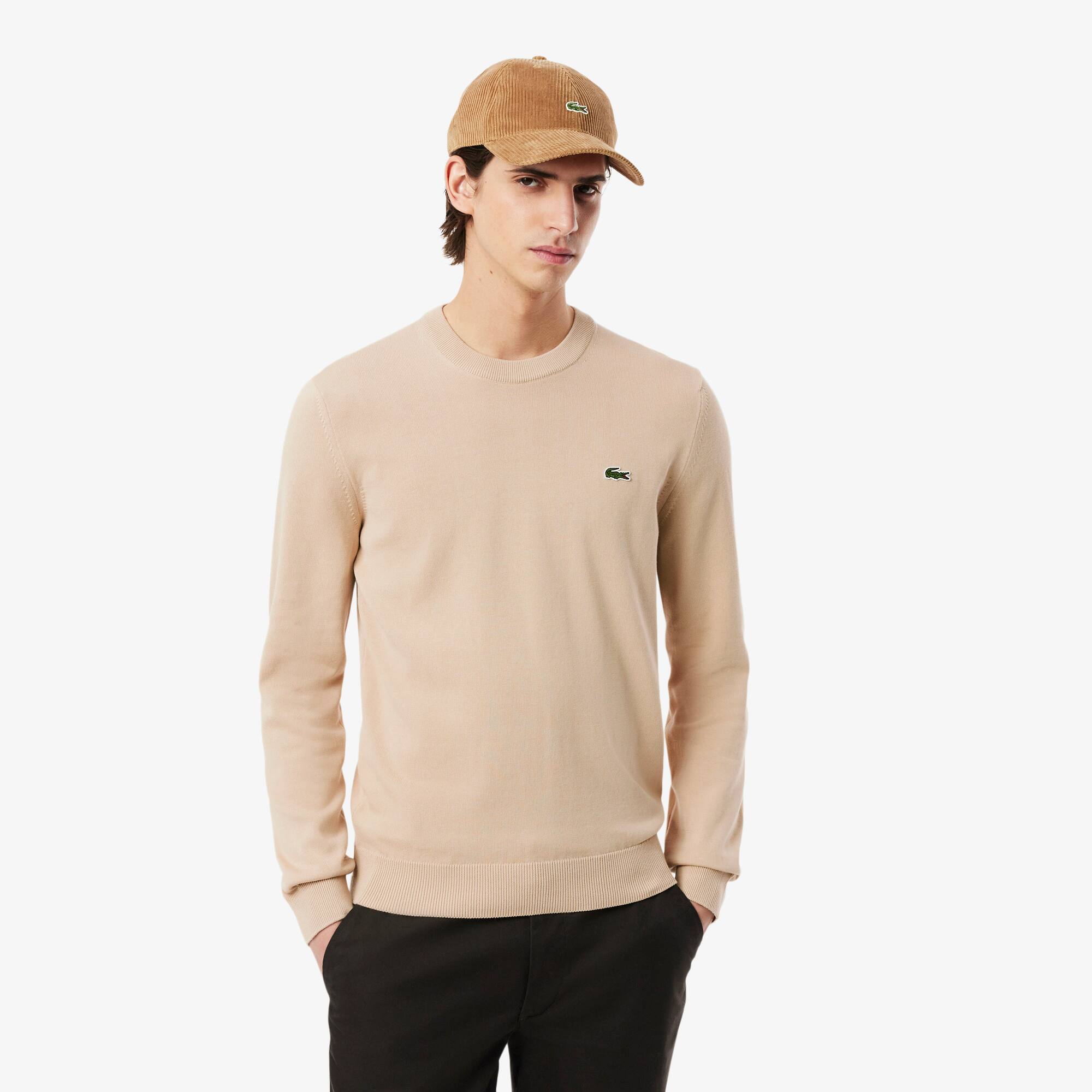 Lacoste Mens Organic Cotton Crew Neck Sweater In Viennese 02s