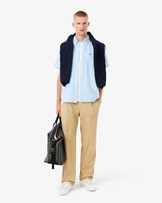 Camisa Oxford De Manga Corta Y Corte Regular Para Hombre