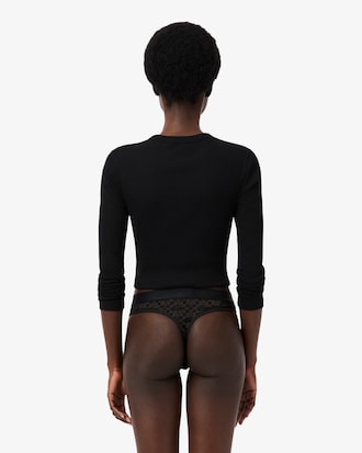 Logo Waist Lacy String Briefs