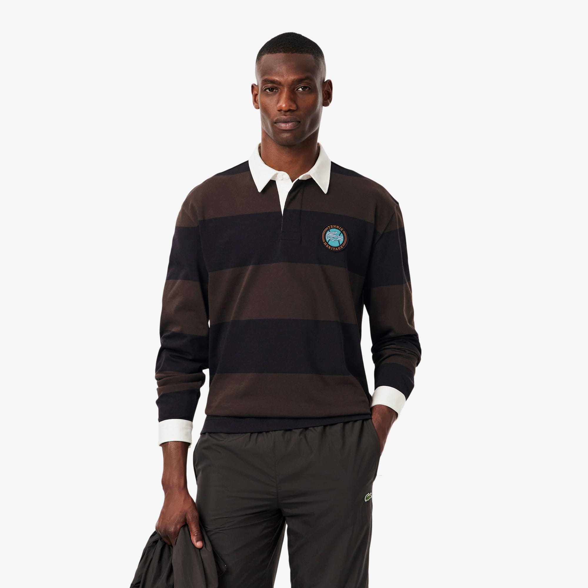 Lacoste Men's Relaxed Fit Striped Rugby Polo - Xxl - 7 In Pink
