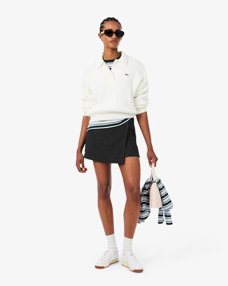Falda Corta Cruzada Plisada de Tejido Afieltrado