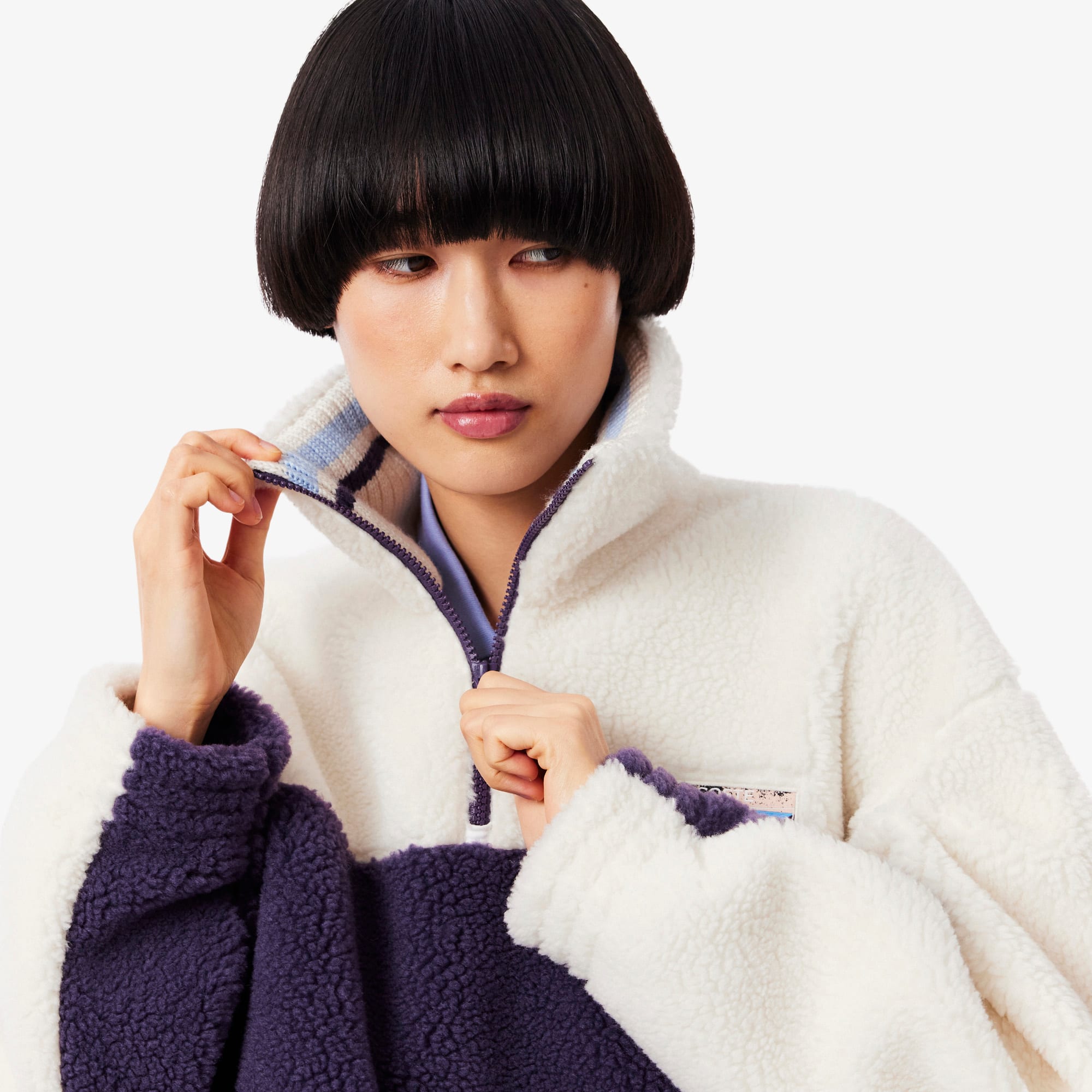 Women's High-Neck Oversized Fleece Sweatshirt - Sweaters