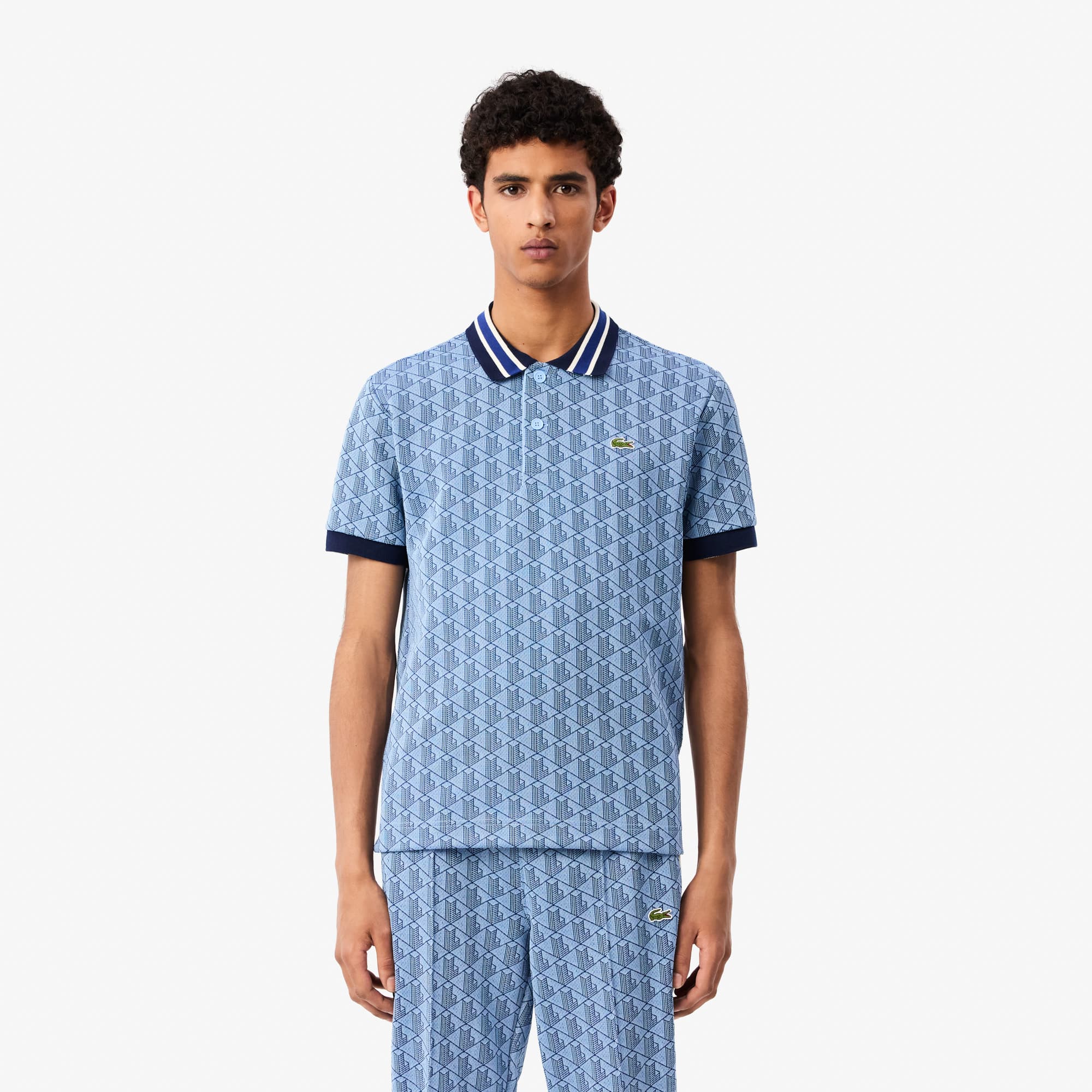Lacoste Men's Classic Fit Monogram Polo - Xl - 6 In Blue