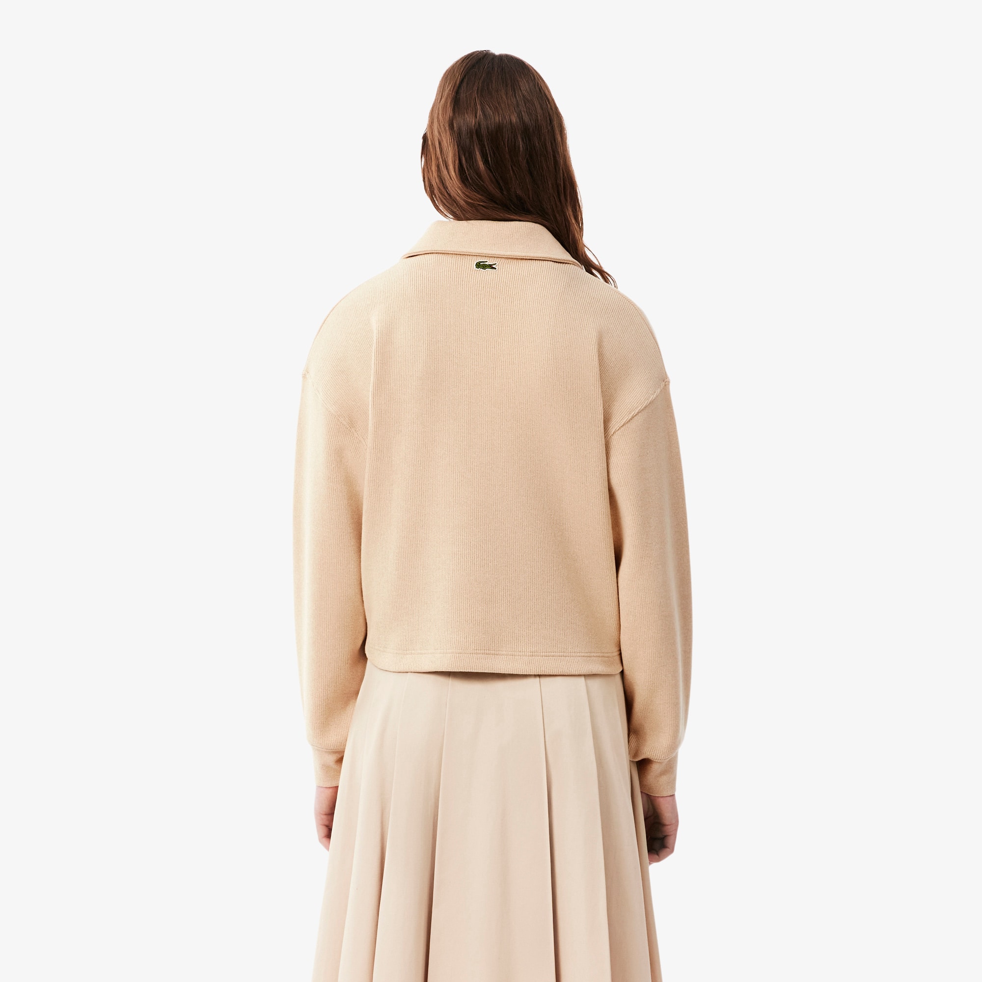 Oversized Ribbed Polo Collar Sweatshirt