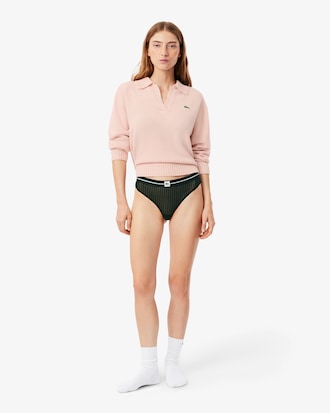 Velour Stripe Mesh String Briefs