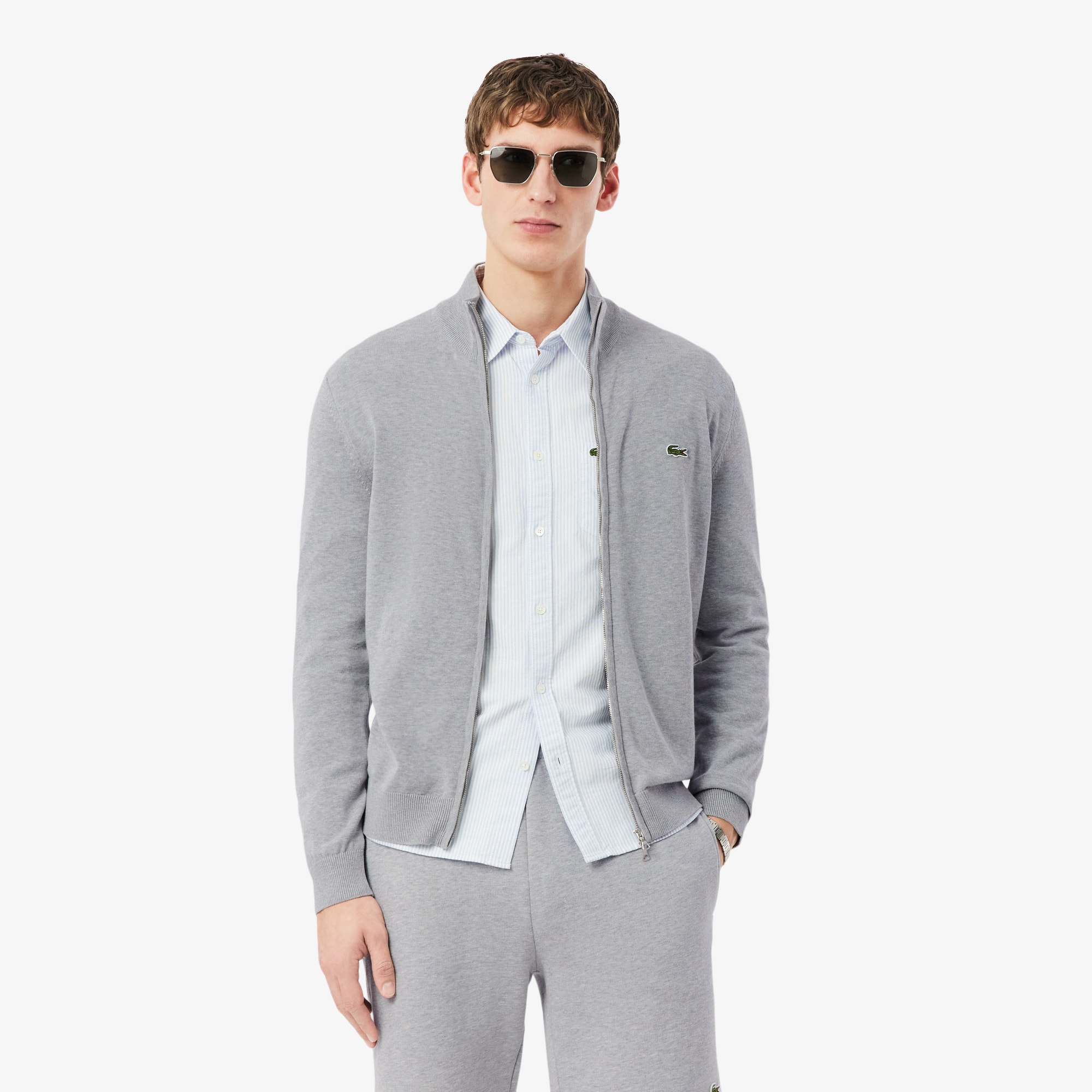 Men's Zip-Up High-Neck Cotton Sweater - Sweaters & Sweatshirts