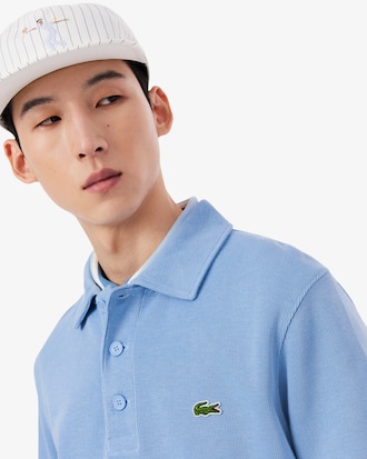 Men's Ribbed Cotton Polo Collar Sweatshirt