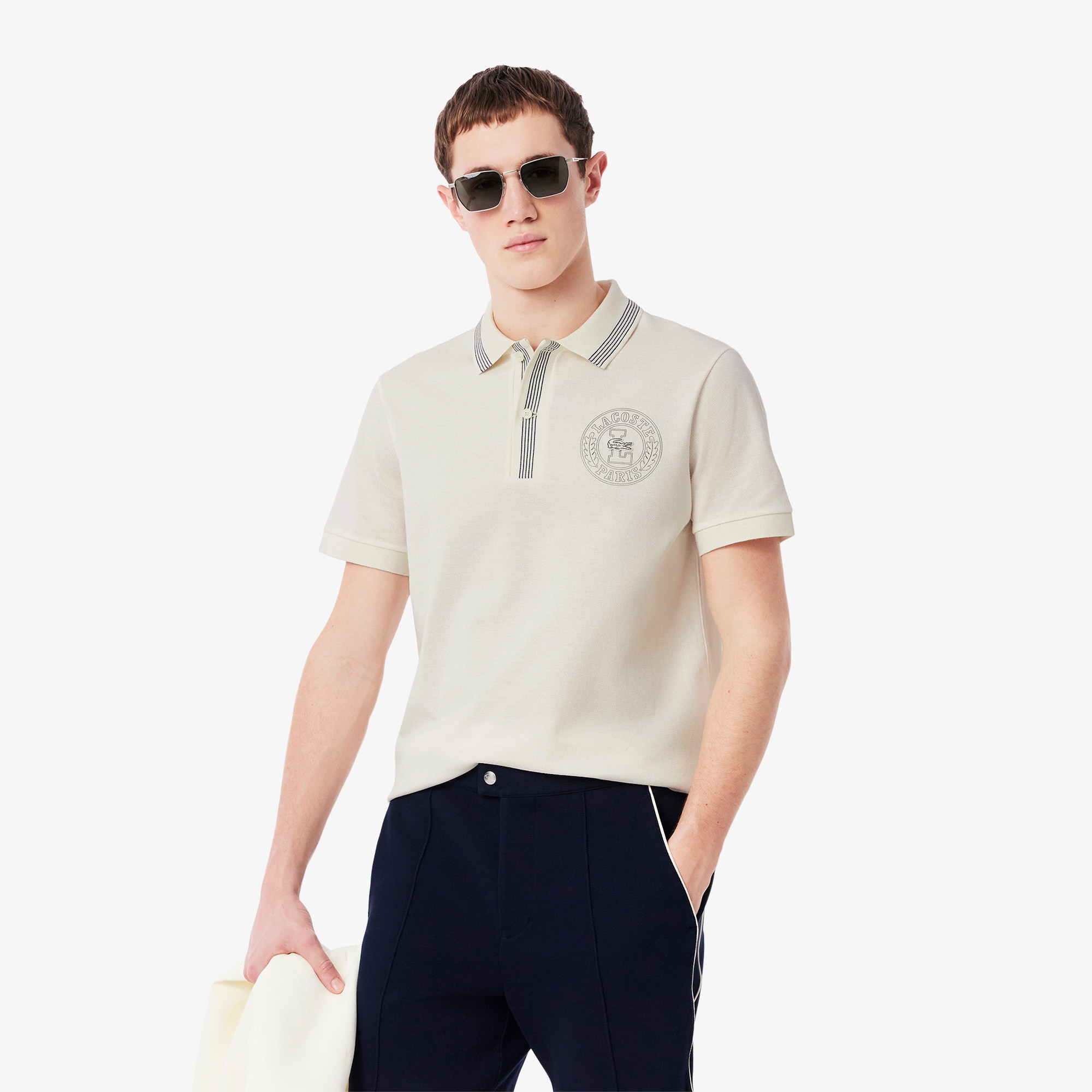 Men's Regular Fit L.12.12 Badge Print Polo - Polo Shirts