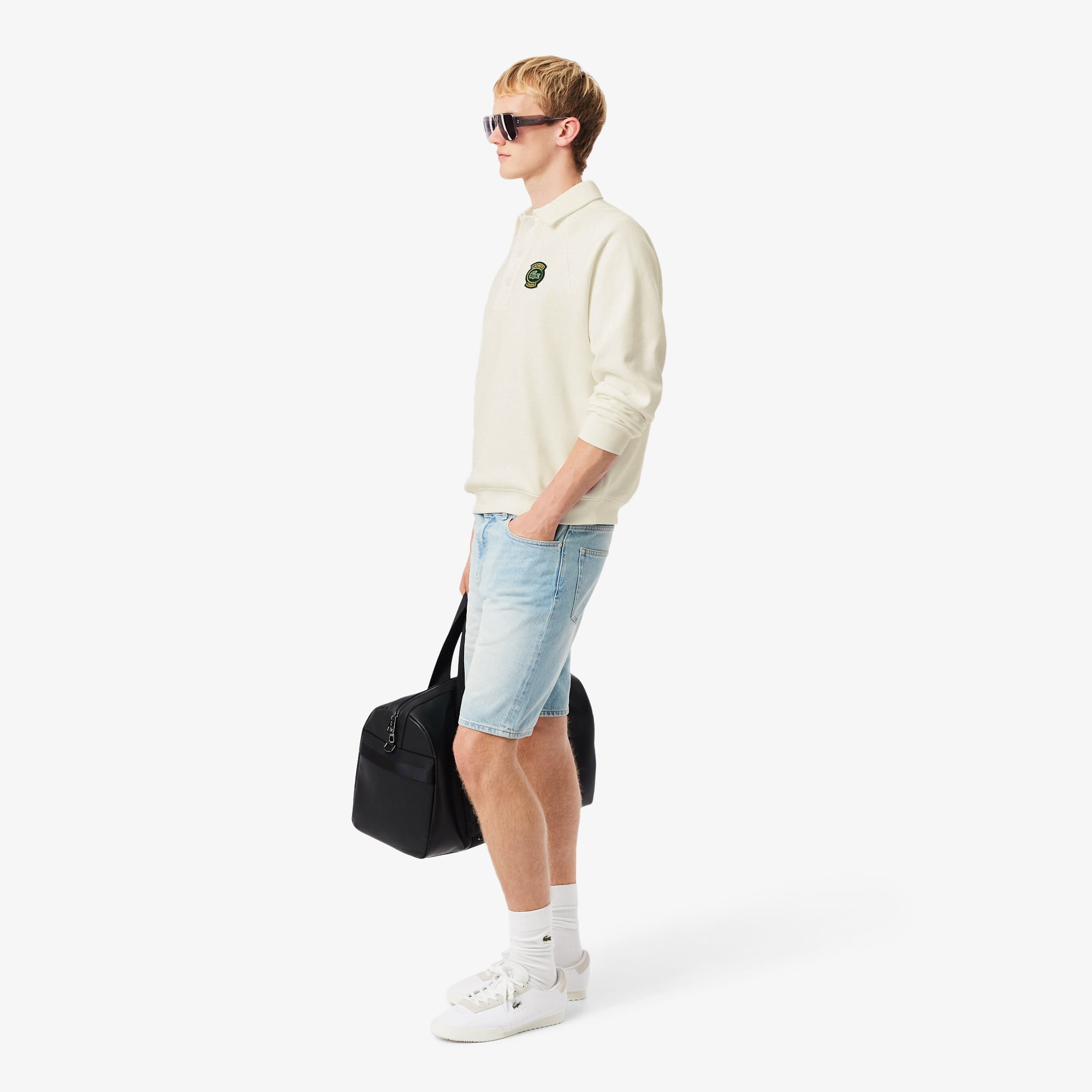 Men's Loose Fit Polo Collar Fleece Sweatshirt - Sweaters