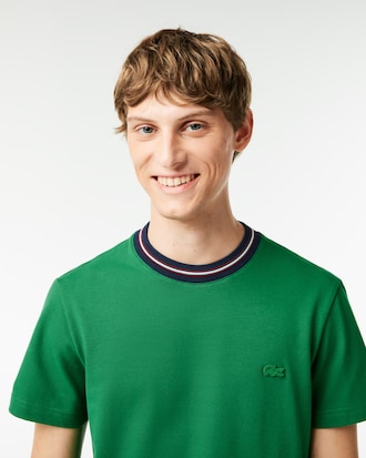 Men's Stripe Collar Stretch Piqué T-Shirt
