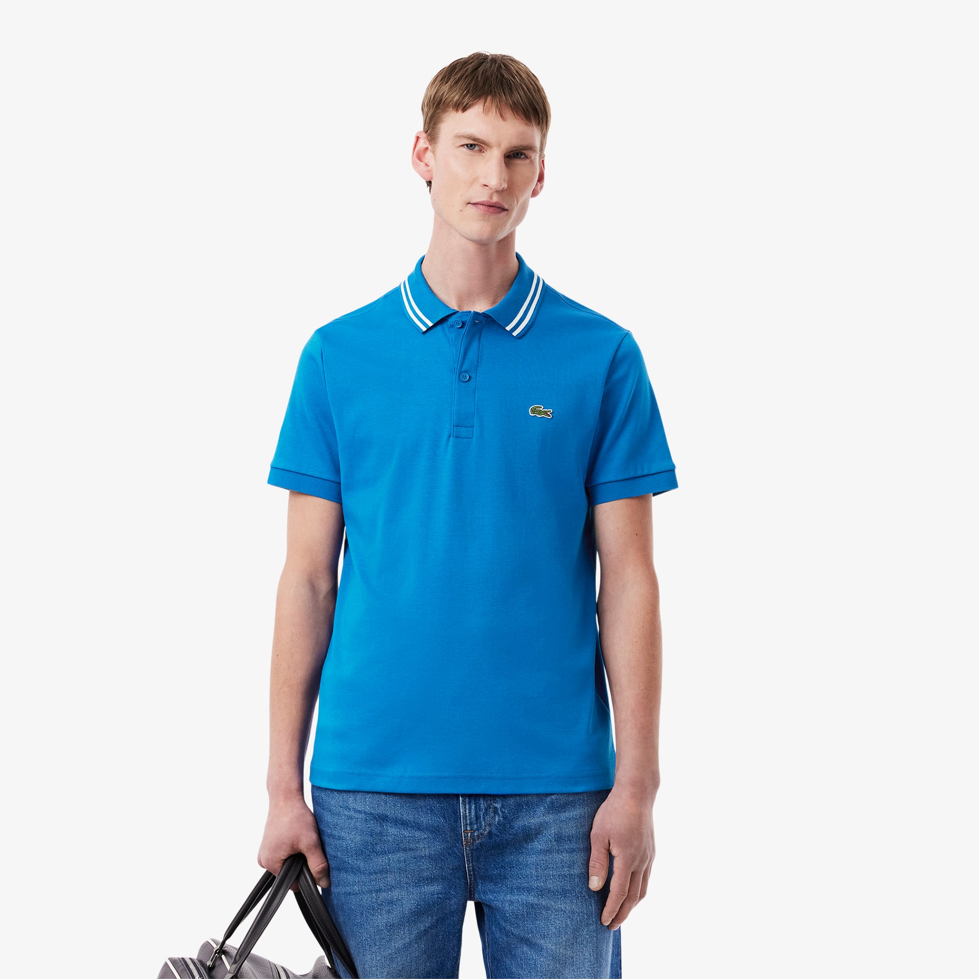Lacoste Polo de Algodón Pima de Corte Regular para Hombre Azul
