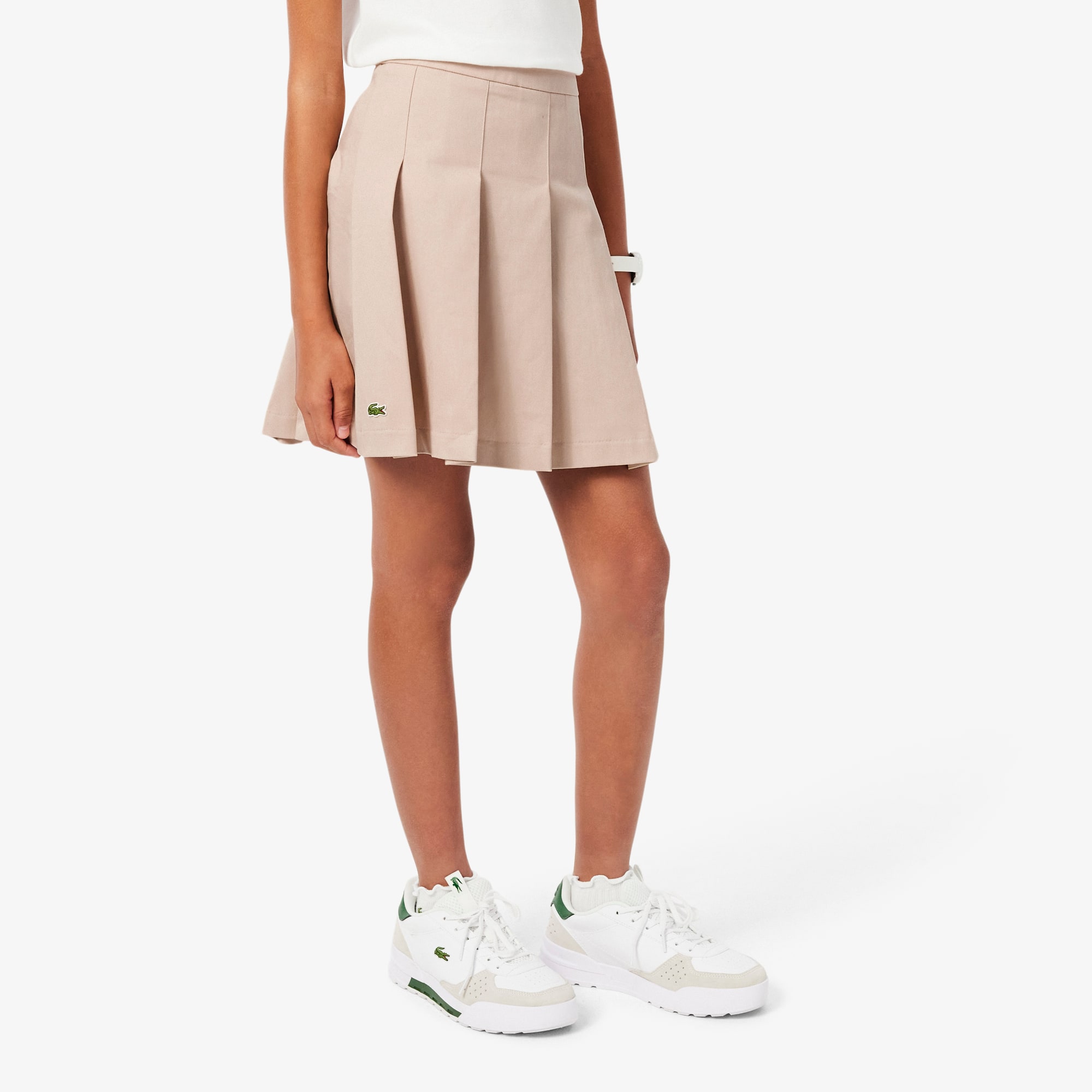 Pleated Cotton Twill Skirt