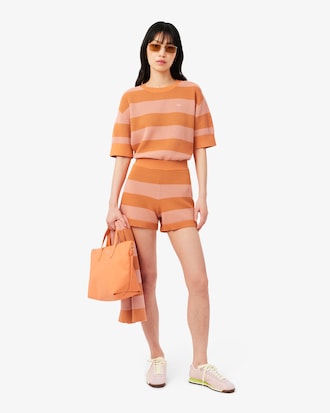 Playera De Punto De Malla A Rayas