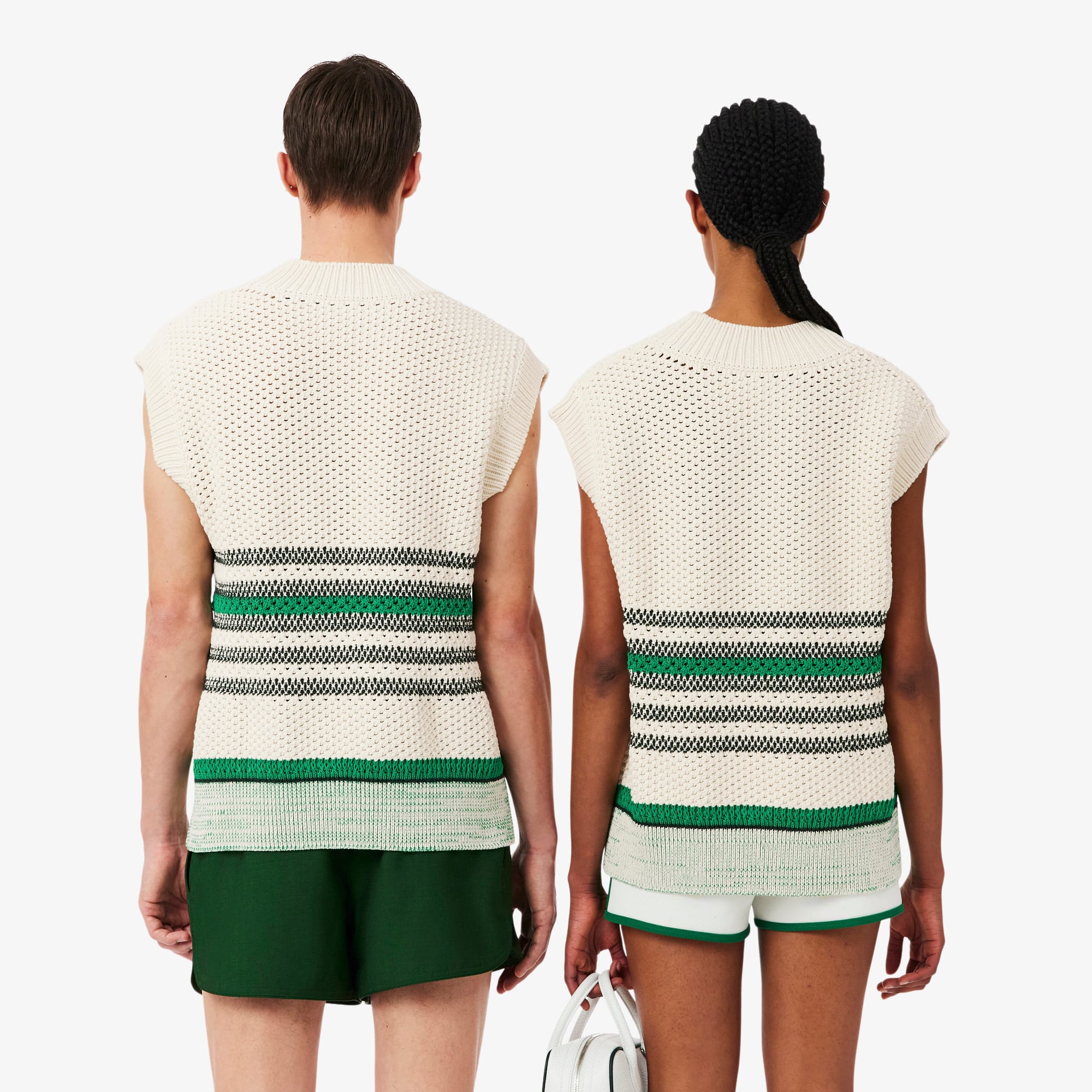 Lacy Striped Piqué Sweater Vest