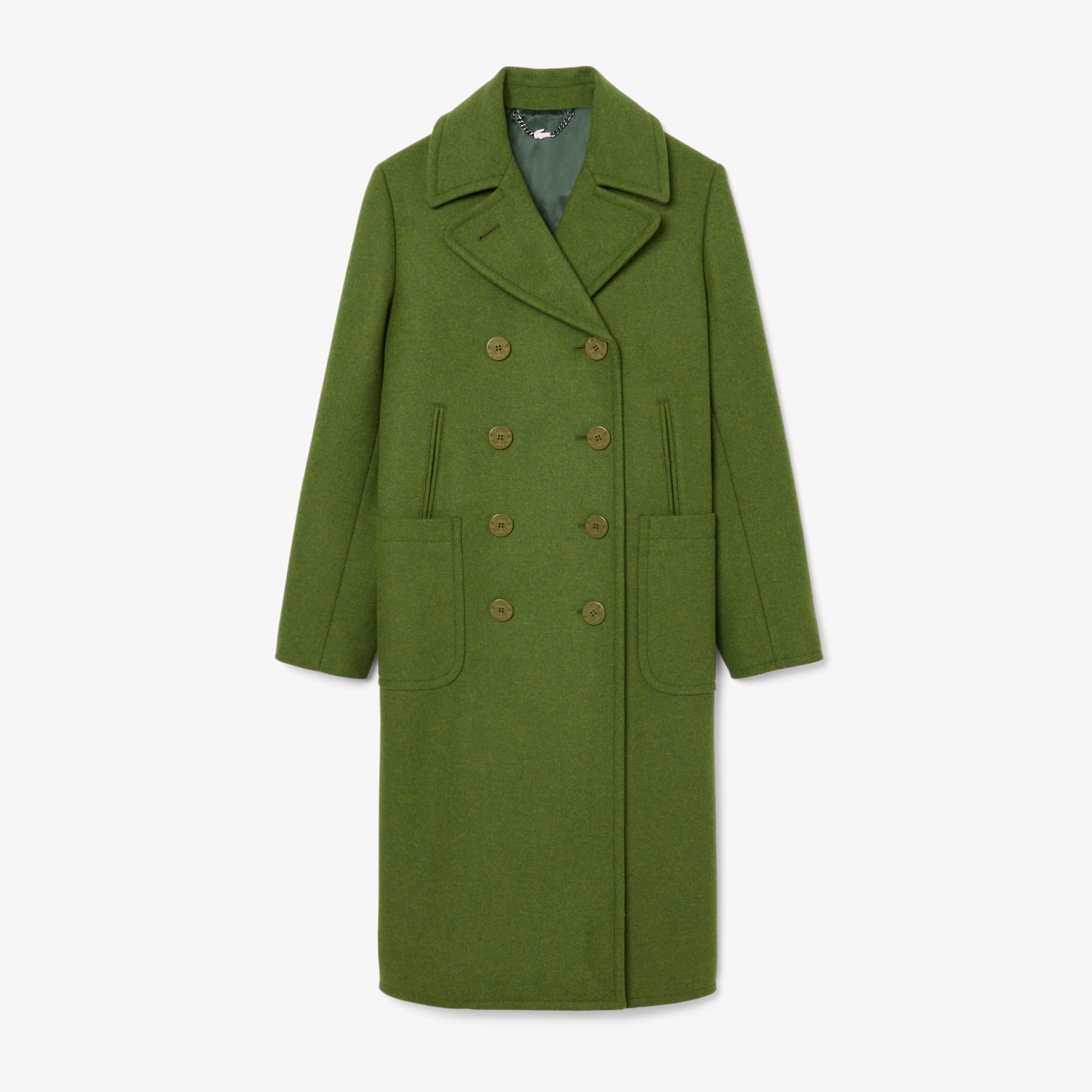 Runway Long Slub Wool Pea Coat - undefined - New In 2026 | Lacoste