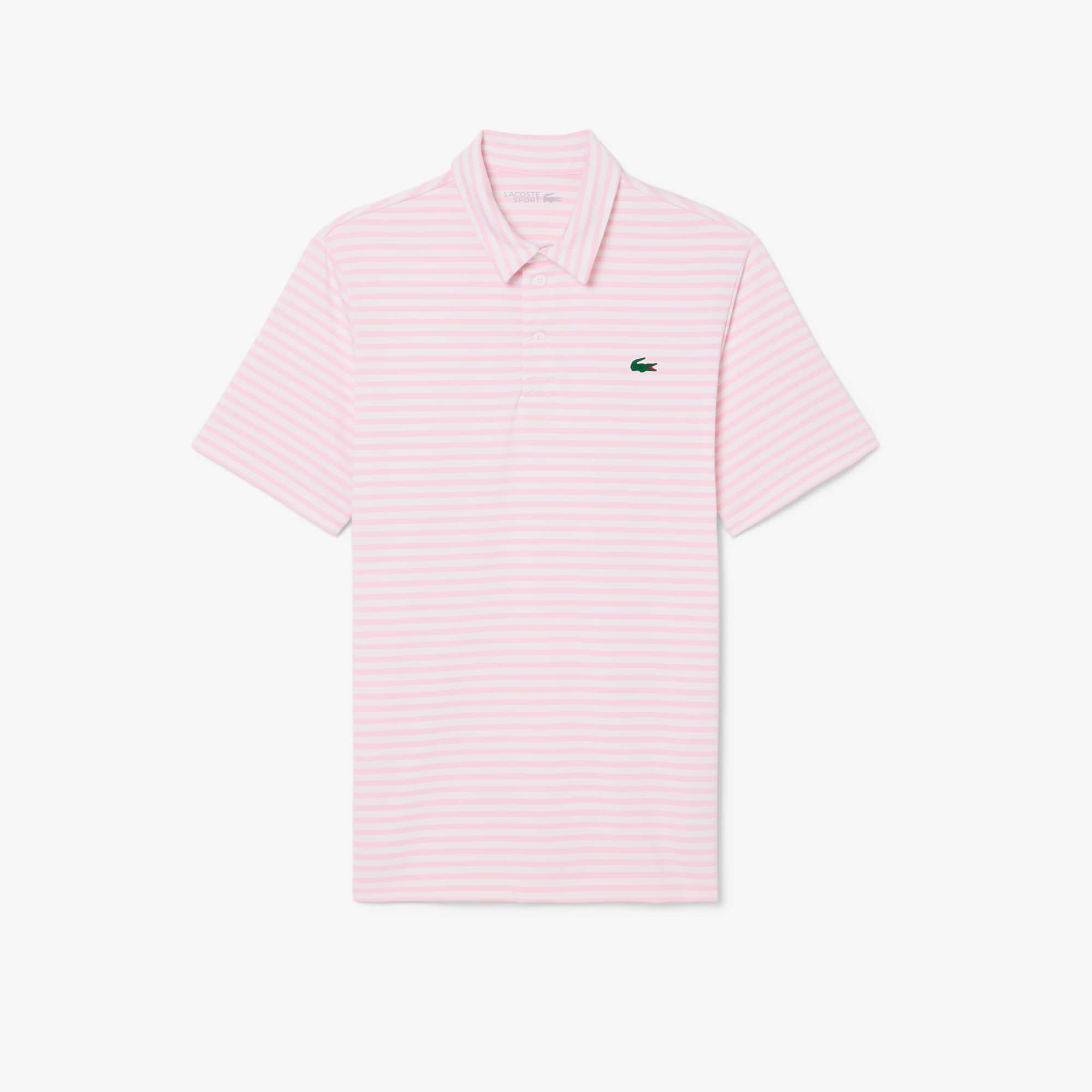 Lacoste Regular Fit Ultra Dry Striped Golf Polo Shirt - Xl In Blue