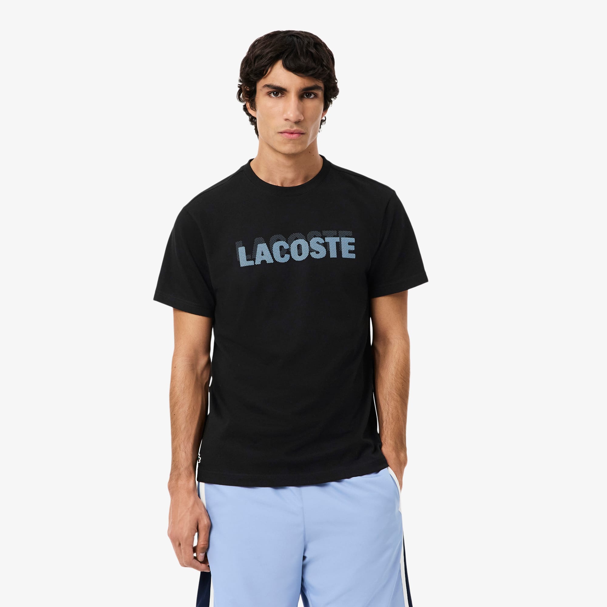 Lacoste Playera Deportiva Con Estampado Gráfico Ultra Seco Negro