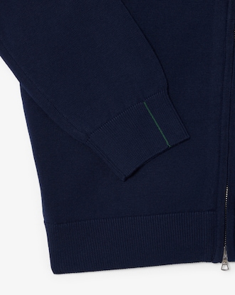 Men's Zip-Up High-Neck Cotton Sweater