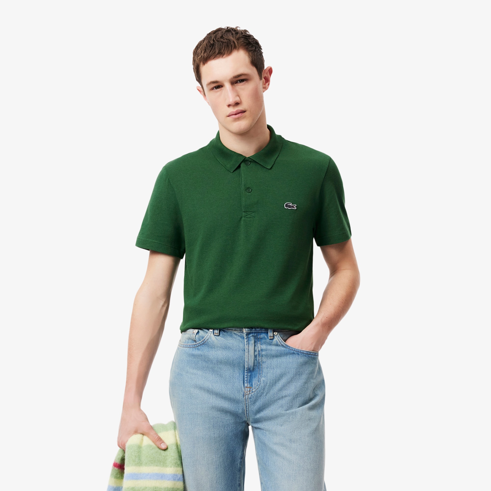 Lacoste Men's Regular Fit Long Sleeve Cotton Blend Polo - L - 5 In Green