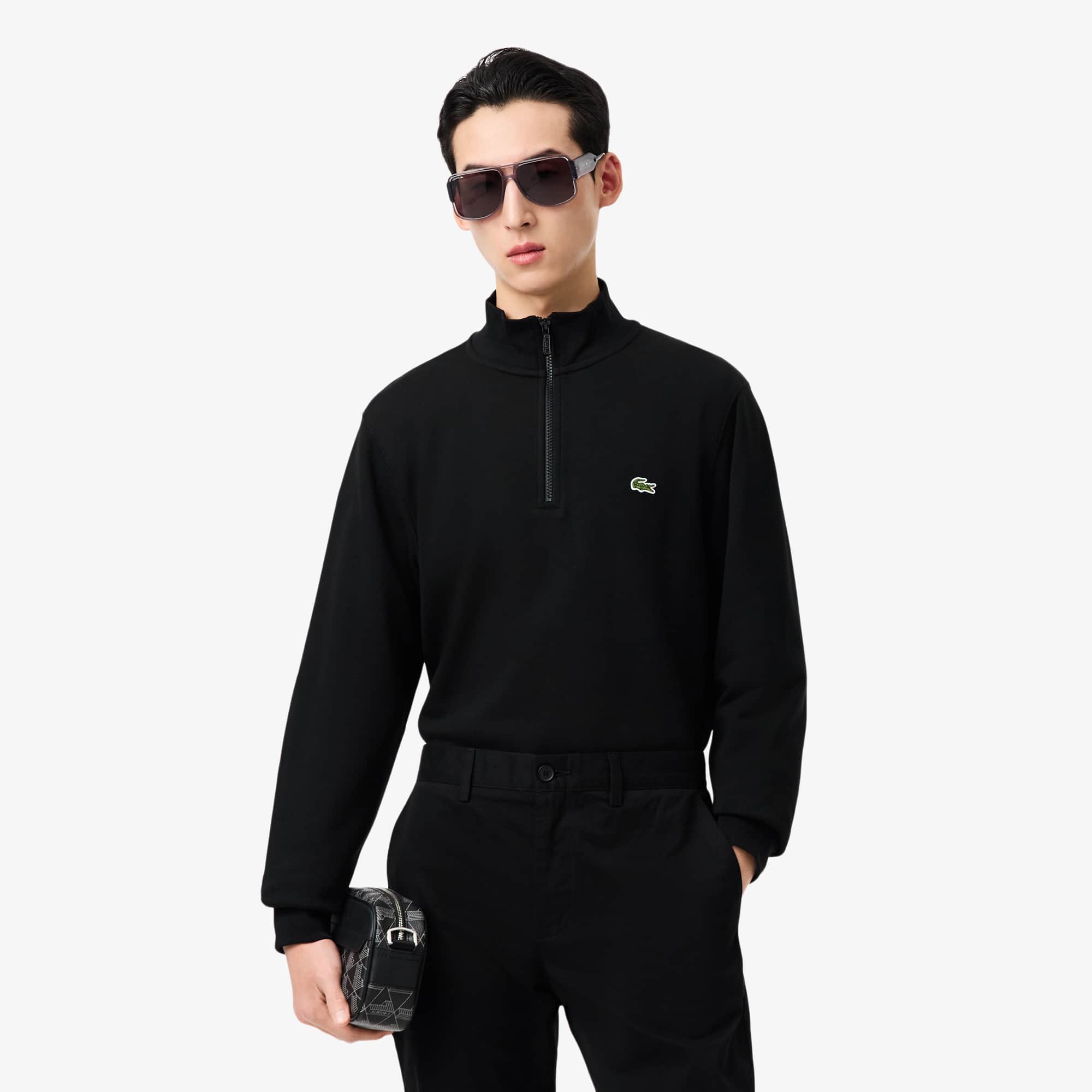 LACOSTE ジップアップスタジャン US S/M ブラック/グレー LACOSTE ジップアップスタジャン US S/M ブラック/グレー