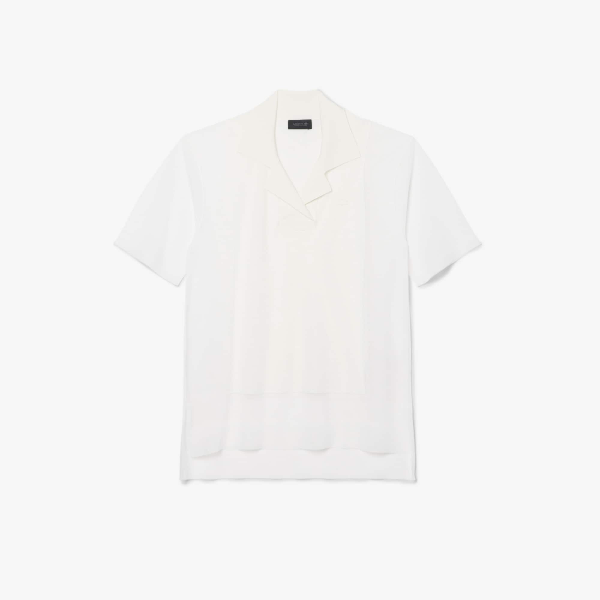 Runway Loose Fit Sheer Knit Piqué Polo Shirt