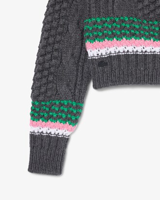 Runway Striped Textured Wool Sweater