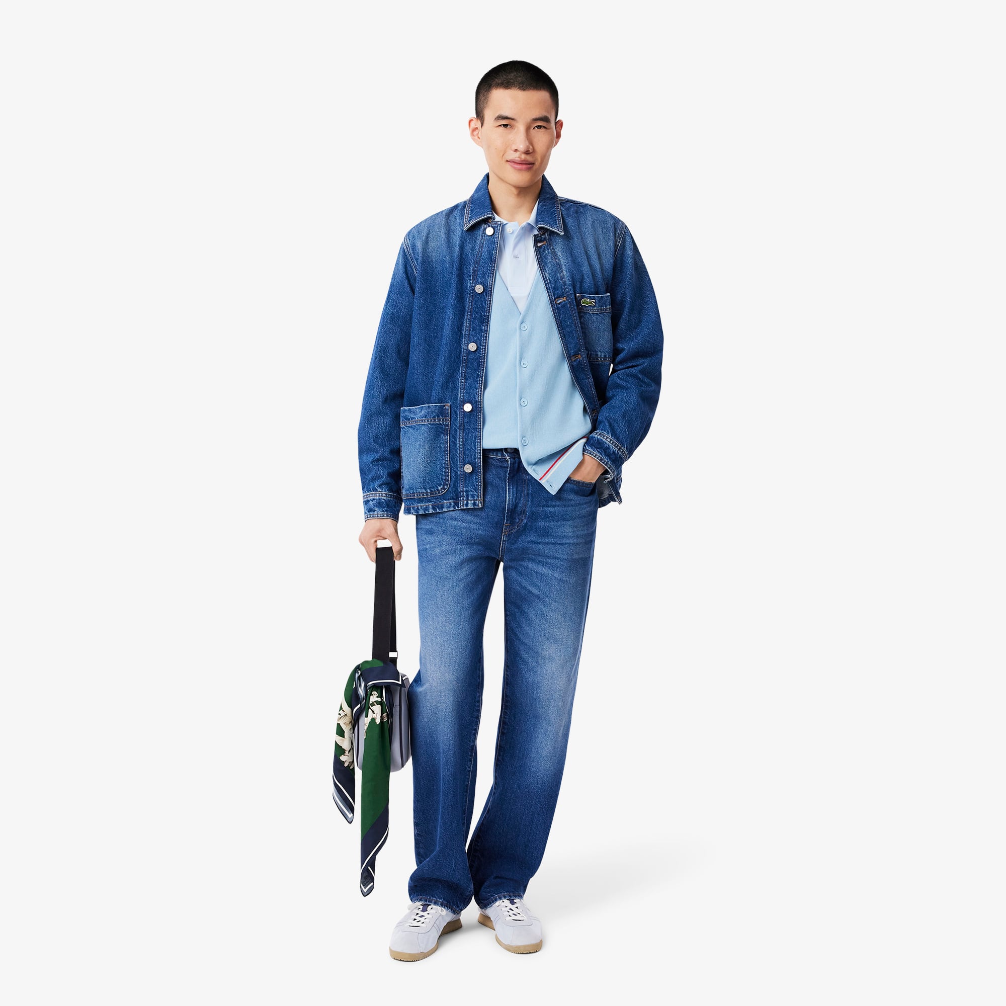 ☆LACOSTE☆ ストライプカーディガン Men's Relaxed Fit Stripe Detail Cotton Cardigan - Sweaters