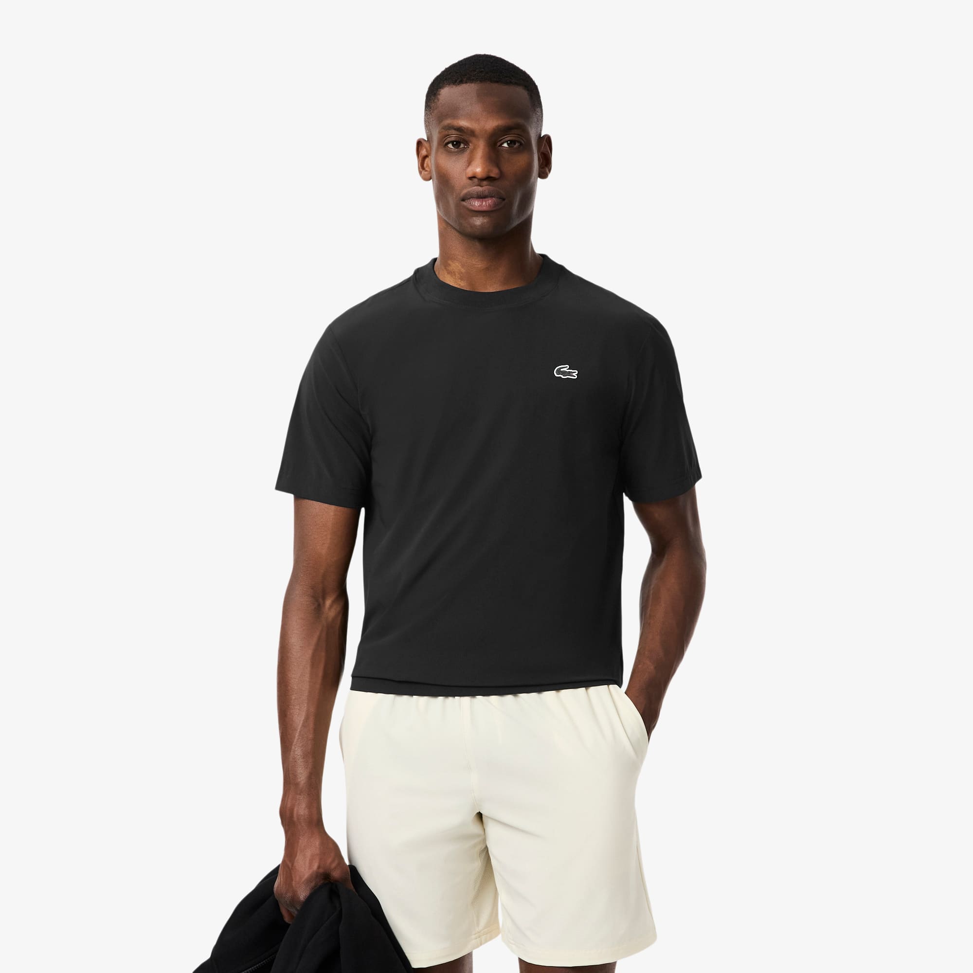 Lacoste Men's Ultra Dry Lightweight Stretch Sport T-shirt - S - 3 In Black