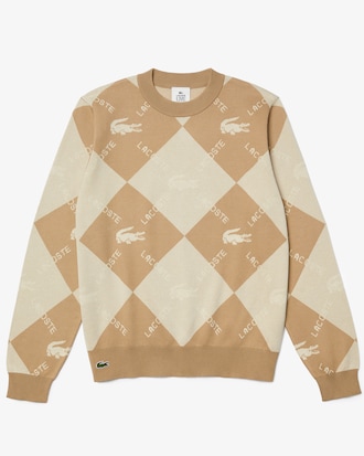 Pull jacquard Lacoste LIVE en coton &agrave; motif monogramme