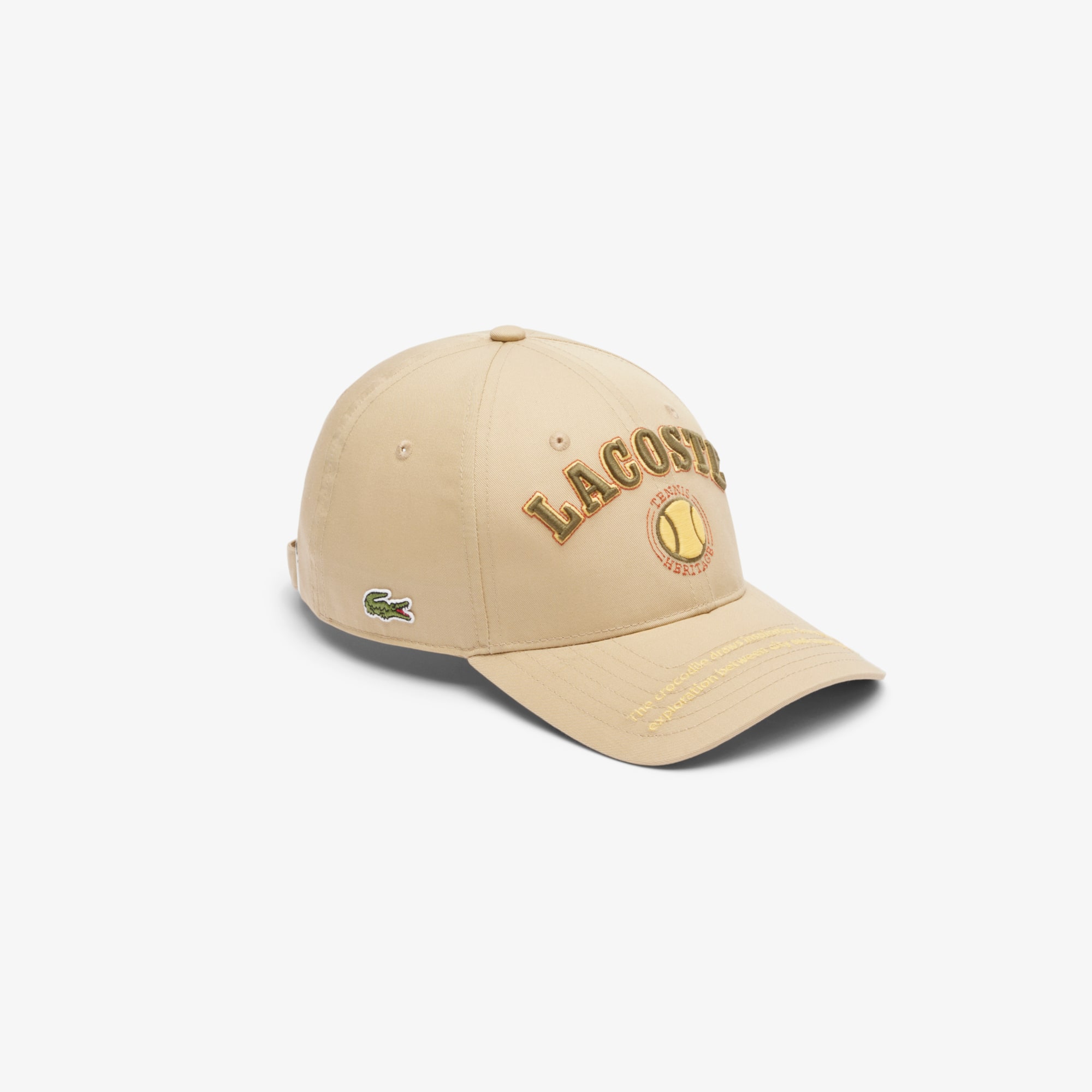 Lacoste Unisex Embroidered Baseball Cap In Sand