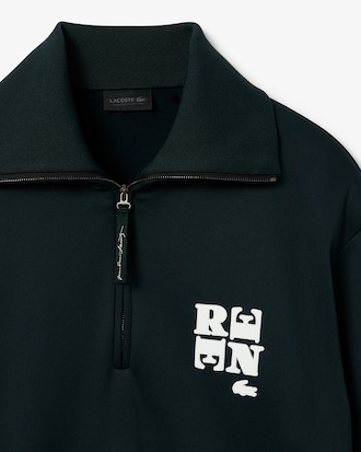 Runway High Neck Zipped Badge Accent Sweatshirt