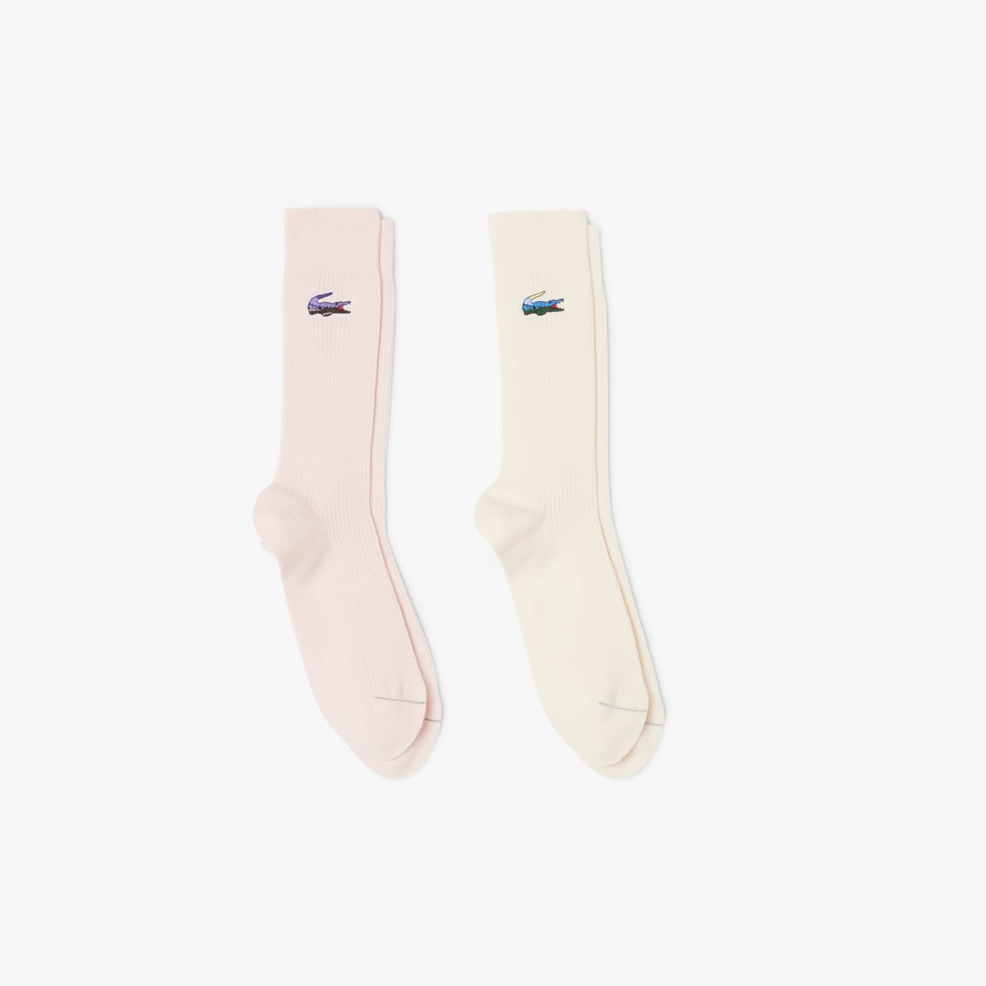 Lacoste Unisex 2-pack Cotton Socks - 6.5 - 8.5 In Pink