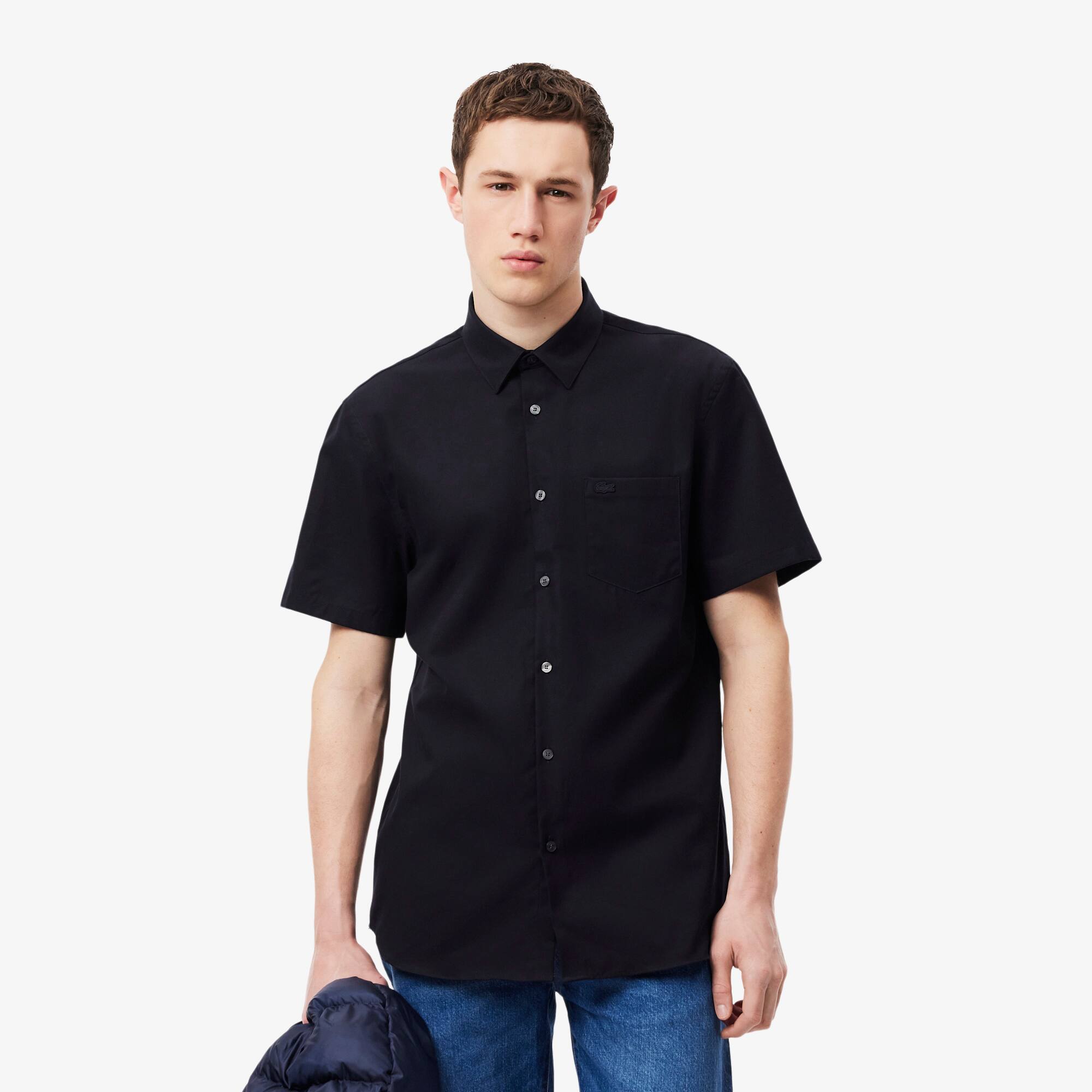 Lacoste Regular Fit Short Sleeved Shirt - 18 - 46 In Blue