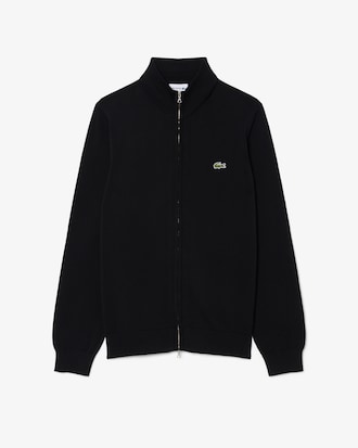 Men's Zip-Up High-Neck Cotton Sweater