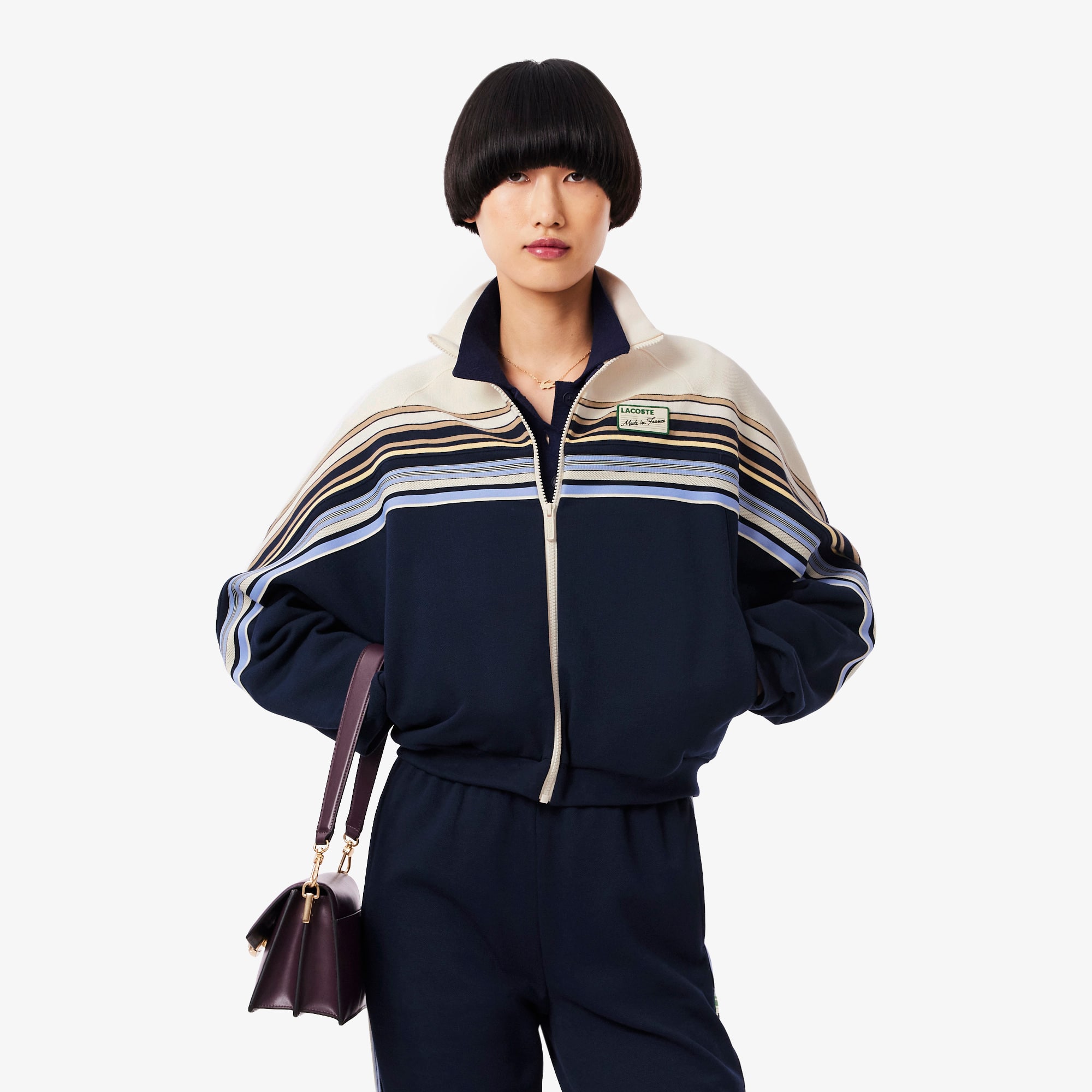Lacoste Women's Made In France Zip-up Sweatshirt - 42 In Blue