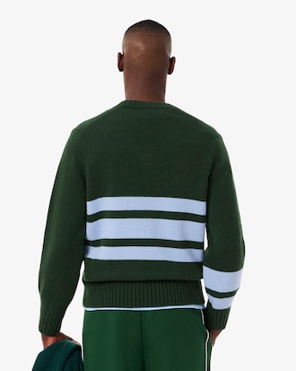 Men's Striped Wool V-Neck Sweater