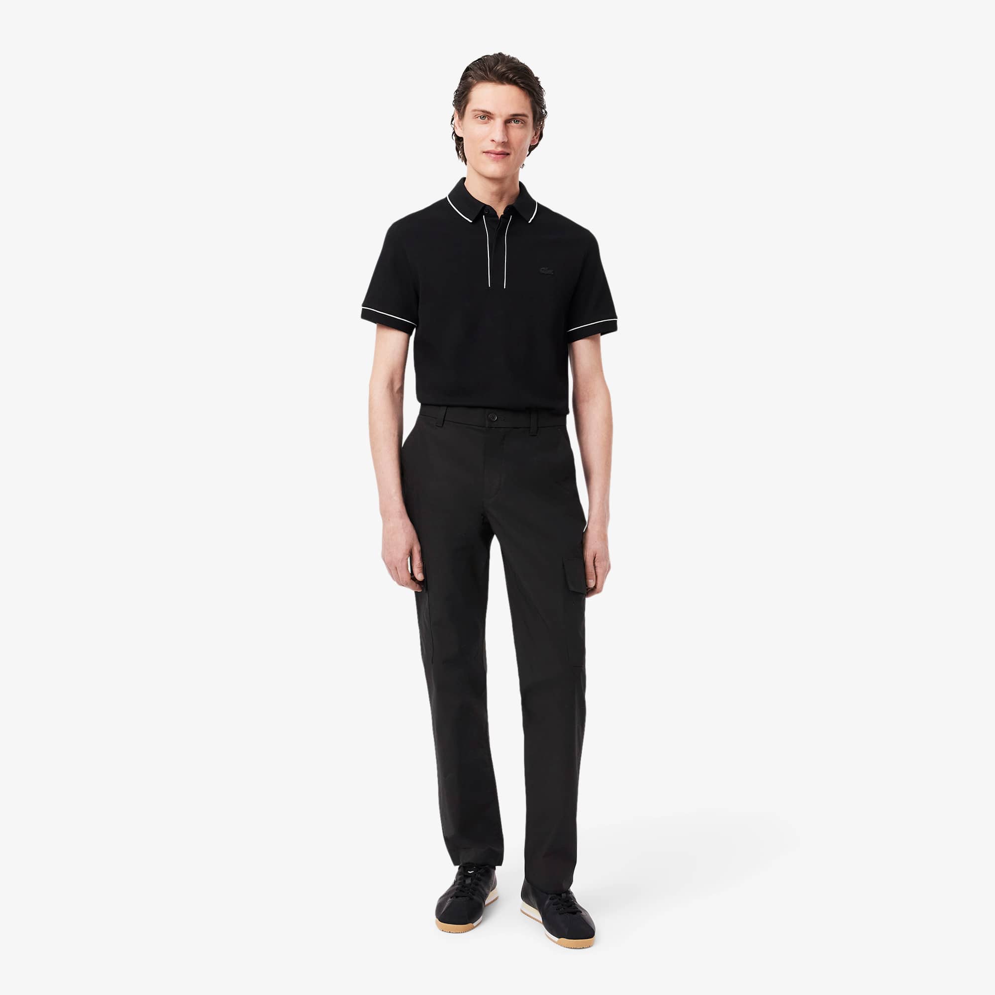 Lacoste Men's Regular Fit Lightweight Cotton Cargo Pants - 30 In Black
