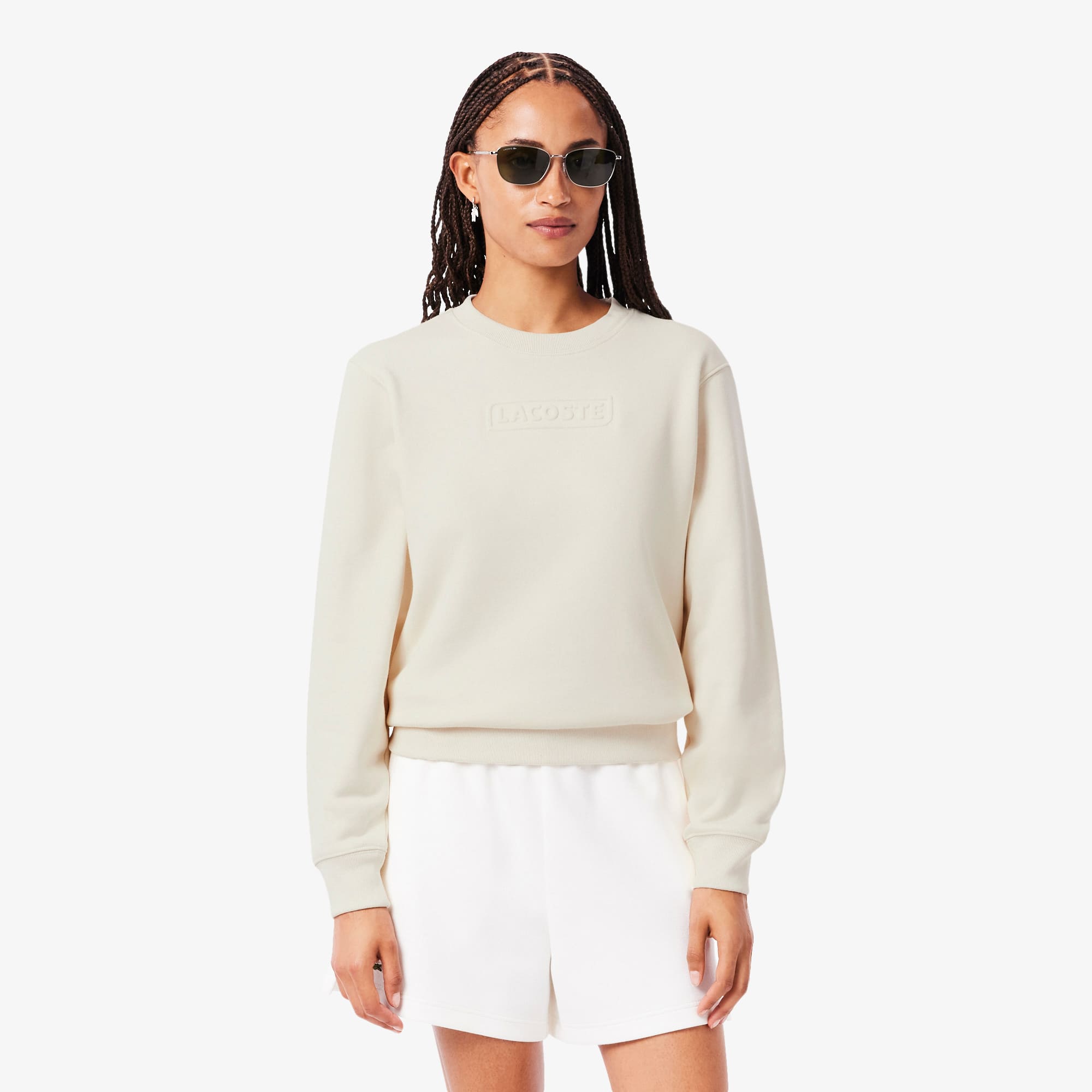 Lacoste Women's Embossed Logo Cotton Sweatshirt - 36 In Neutral
