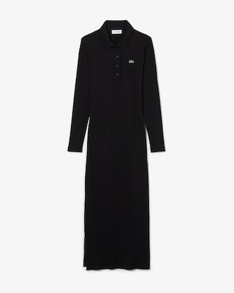 Women's Slim Fit Ribbed Cotton Polo Collar Dress