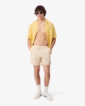 Men's Mid Length Striped Textured Swim Trunks