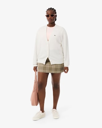 Women's V-Neck Moss Stitch Cotton Cardigan