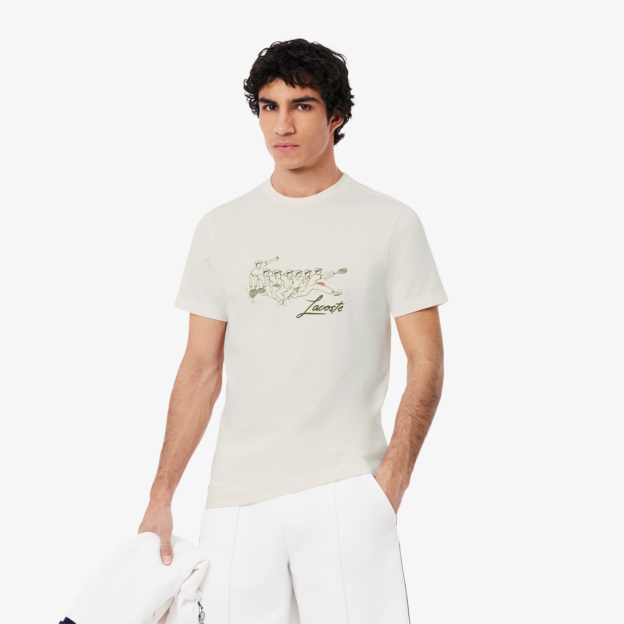 Lacoste Men's René Print Tennis Heritage T-shirt - 4xl - 9 In White