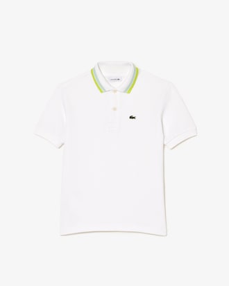 Kids' Stripe Collar Petit Piqué Polo