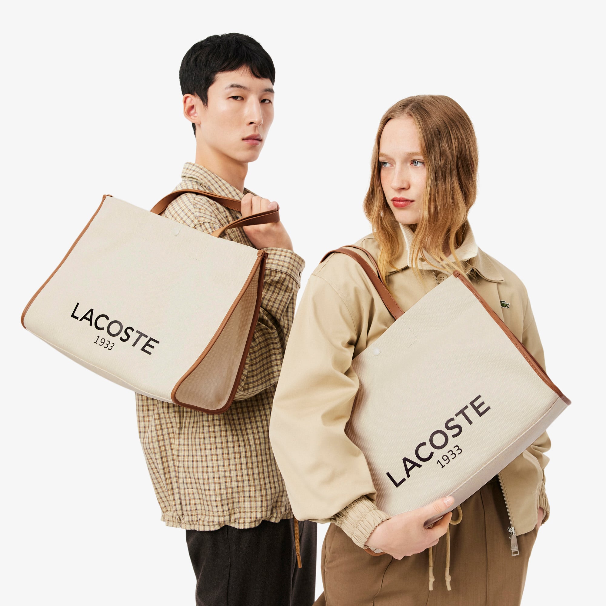 トートバッグ Lacoste Heritage Canvas Tote Bag Unisex Large Heritage Canvas Tote - Bags - New In 2025 | Lacoste